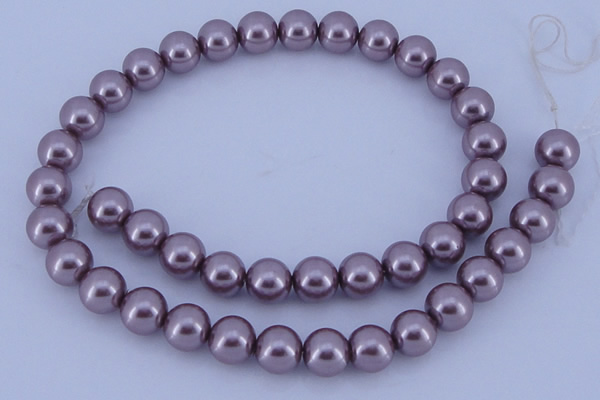 CGL384 10PCS 16 inches 8mm round dyed glass pearl beads wholesale