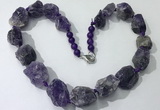 CGN141 19.5 inches 10*14mm - 20*30mm nuggets amethyst necklaces