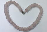 CGN171 20 inches 7*12mm - 9*12mm tyre matte rose quartz necklaces