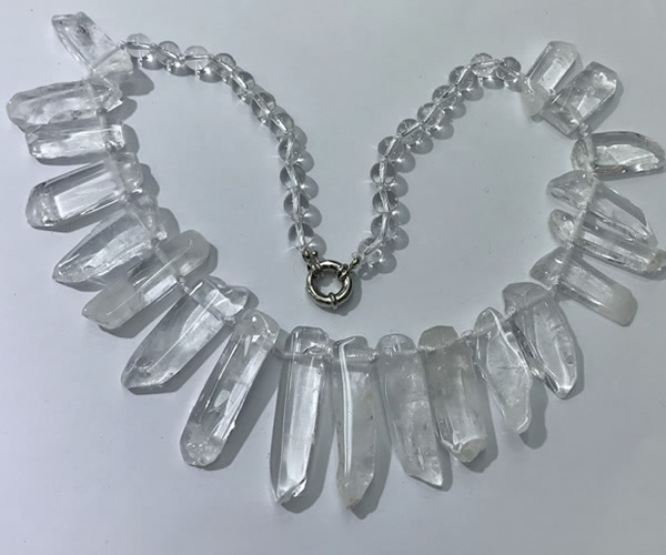 CGN185 23 inches 8*20mm - 11*60mm white crystal stick necklaces