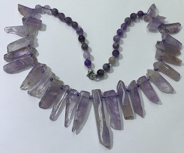 CGN187 23 inches 8*20mm - 11*60mm amethyst stick necklaces