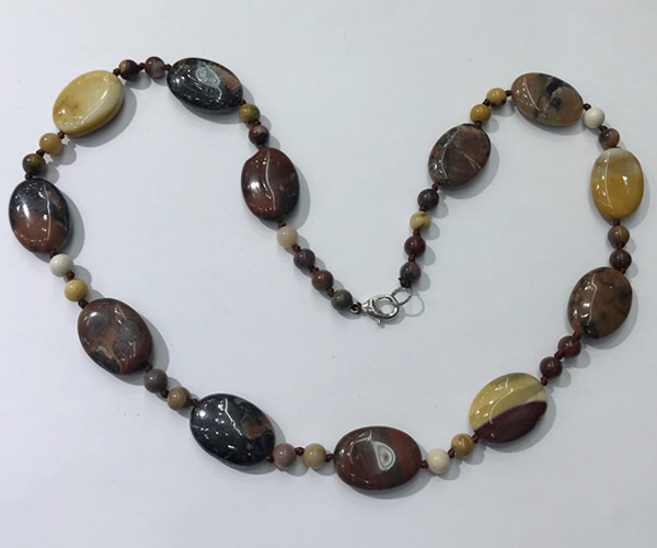 CGN204 22 inches 6mm round & 18*25mm oval mookaite necklaces