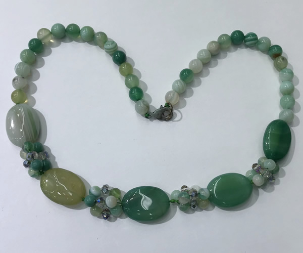 CGN277 18.5 inches 8mm round & 18*25mm oval agate beaded necklaces