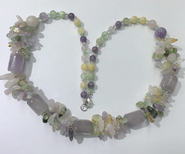 CGN303 27.5 inches chinese crystal & mixed quartz beaded necklaces