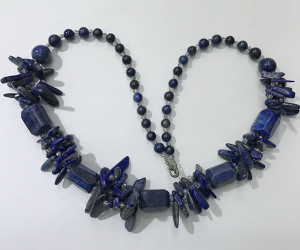 CGN313 27.5 inches chinese crystal & lapis lazuli beaded necklaces