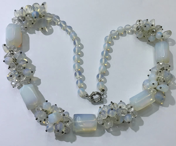 CGN388 23 inches chinese crystal & opal beaded necklaces