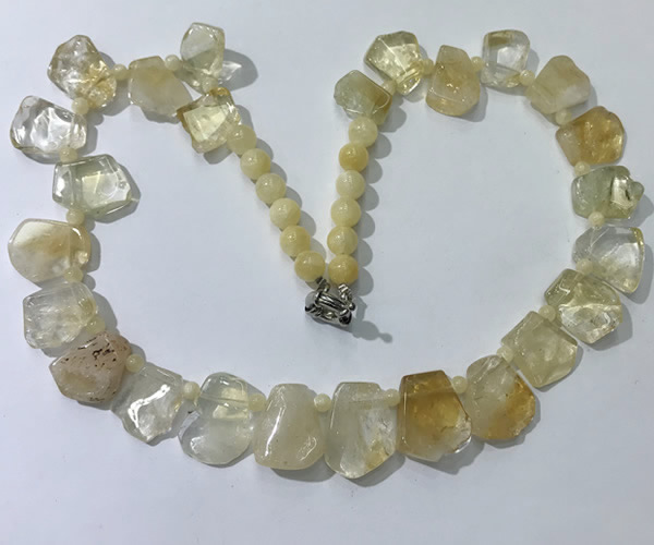 CGN430 20 inches freeform citrine gemstone beaded necklaces