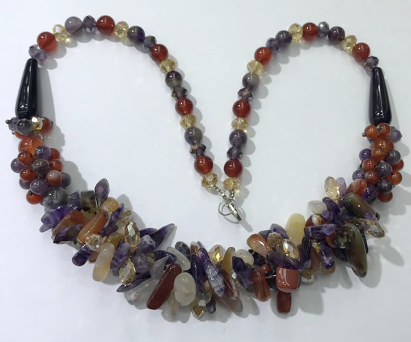 CGN461 22 inches chinese crystal & mixed gemstone beaded necklaces