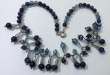 CGN498 21 inches chinese crystal & striped agate beaded necklaces