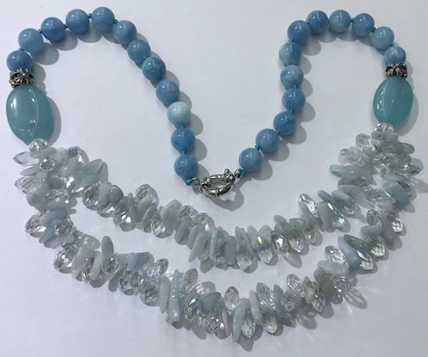 CGN516 23.5 inches chinese crystal & mixed gemstone beaded necklaces