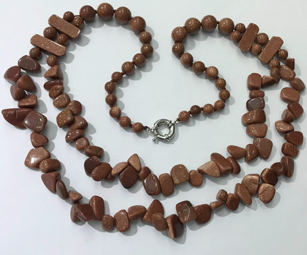 CGN541 27 inches fashion goldstone beaded necklaces