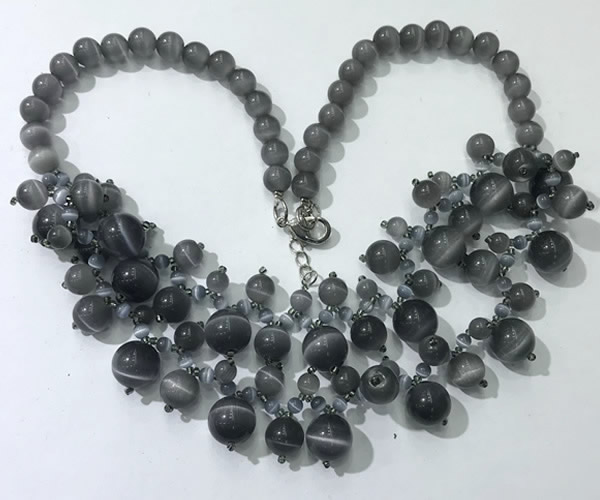 CGN557 19.5 inches stylish 4mm - 12mm cat eye beaded necklaces