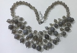 CGN568 19.5 inches stylish 4mm - 12mm grey agate beaded necklaces