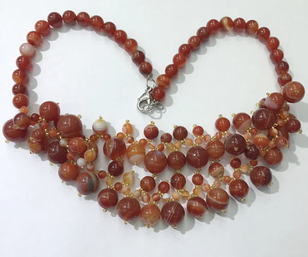CGN570 19.5 inches stylish 4mm - 12mm striped agate beaded necklaces