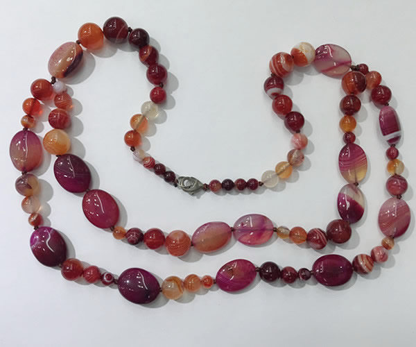 CGN585 23.5 inches striped agate gemstone beaded necklaces