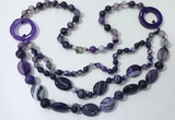 CGN597 23.5 inches striped agate gemstone beaded necklaces