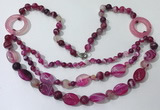 CGN598 23.5 inches striped agate gemstone beaded necklaces