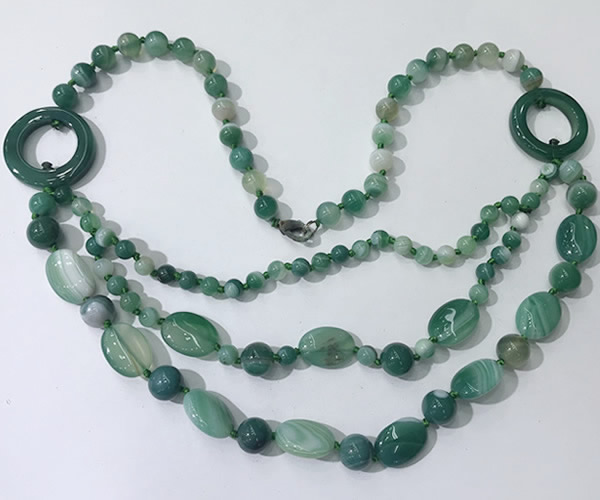 CGN600 23.5 inches striped agate gemstone beaded necklaces