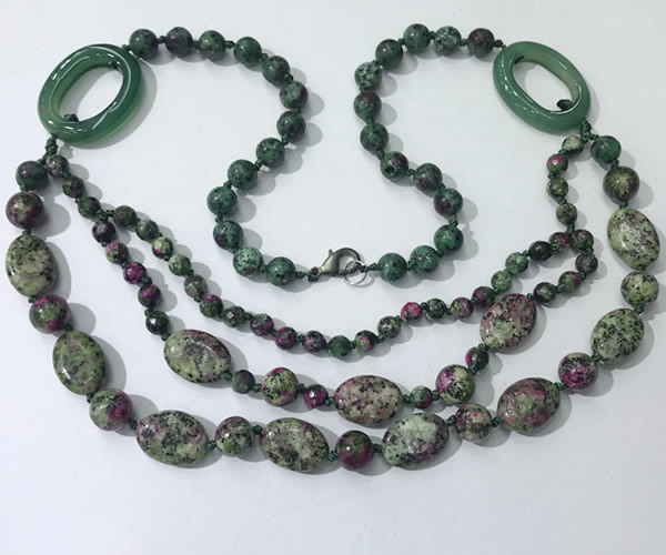 CGN604 23.5 inches imitation ruby zoisite gemstone beaded necklaces