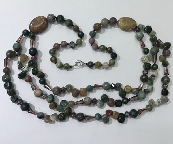CGN685 23.5 inches chinese crystal & Indian agate beaded necklaces