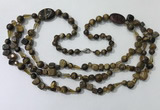 CGN686 23.5 inches chinese crystal & yellow tiger eye beaded necklaces