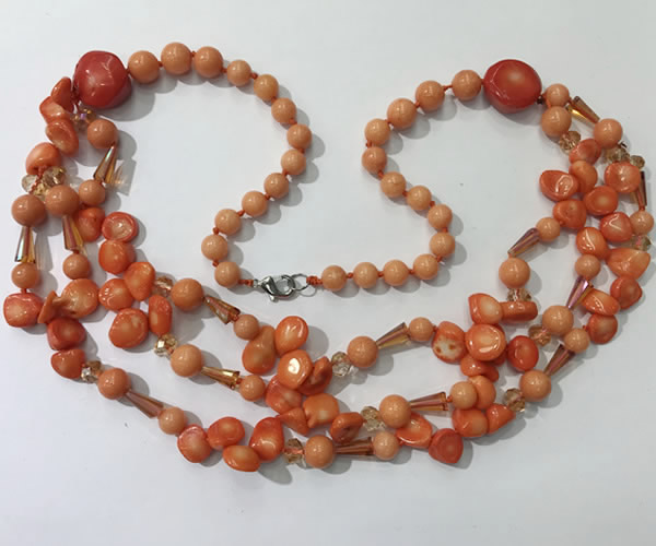 CGN688 23.5 inches chinese crystal & coral beaded necklaces