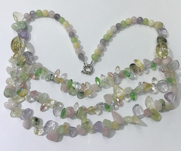 CGN698 22.5 inches chinese crystal & mixed gemstone beaded necklaces