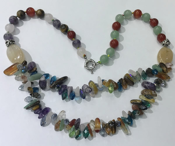 CGN703 22.5 inches chinese crystal & mixed gemstone beaded necklaces