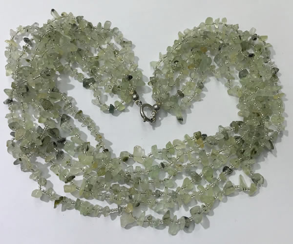 CGN722 19.5 inches stylish 6 rows prehnite chips necklaces
