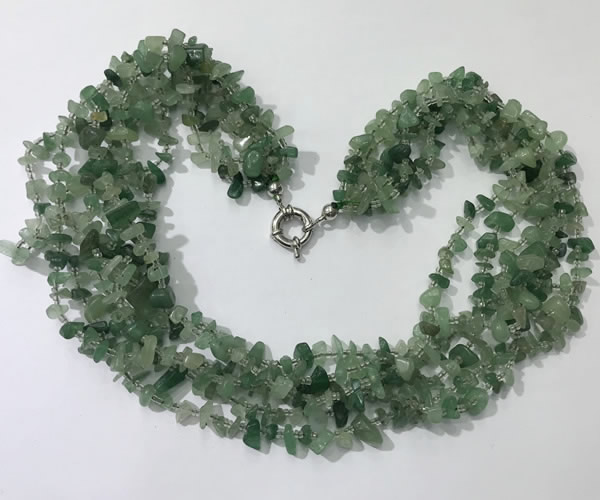 CGN726 19.5 inches stylish 6 rows green aventurine chips necklaces