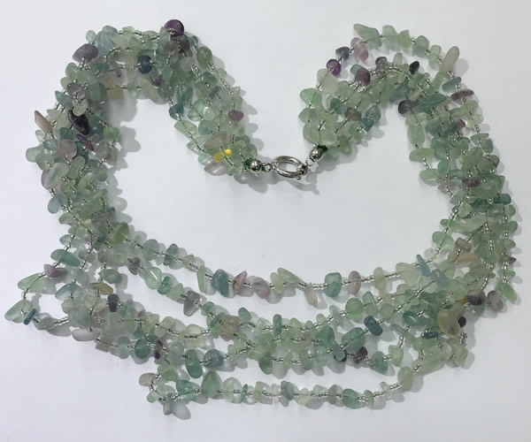 CGN742 19.5 inches stylish 5 rows mixed gemstone chips necklaces