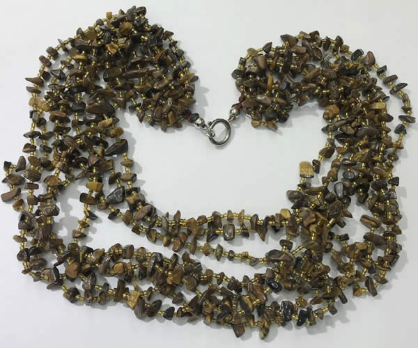 CGN747 19.5 inches stylish 8 rows yellow tiger eye chips necklaces