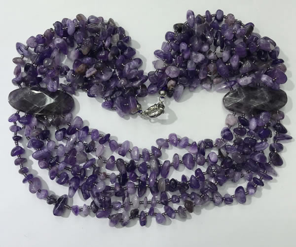CGN756 20 inches stylish 6 rows amethyst chips necklaces