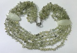 CGN758 20 inches stylish 6 rows prehnite chips necklaces