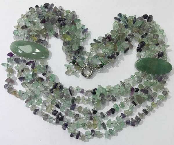 CGN760 20 inches stylish 6 rows fluorite chips necklaces