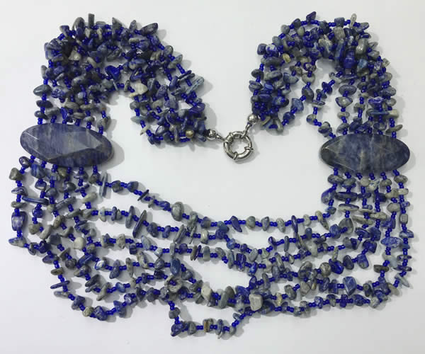 CGN769 20 inches stylish 6 rows lapis Lazuli chips necklaces