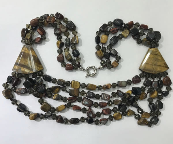 CGN791 23.5 inches stylish mixed tiger eye nuggets necklaces