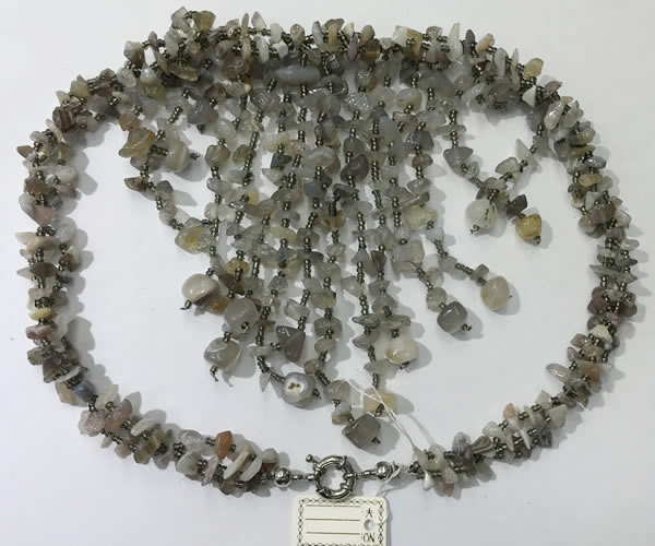 CGN832 20 inches stylish grey agate gemstone statement necklaces