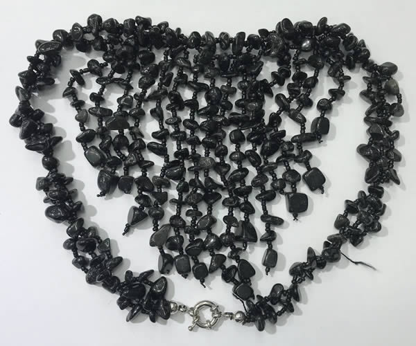 CGN834 20 inches stylish black obsidian statement necklaces