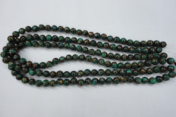 CGO102 15.5 inches 8mm round gold green color stone beads