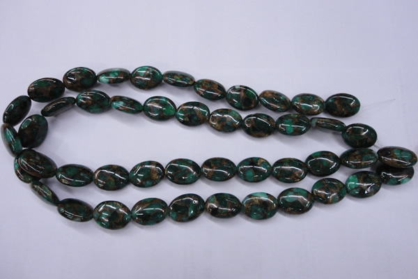CGO147 15.5 inches 12*16mm oval gold green color stone beads
