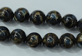 CGO163 15.5 inches 10mm round gold blue color stone beads