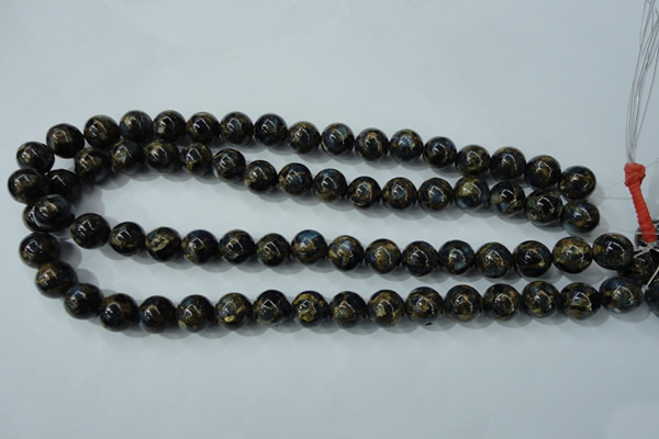 CGO163 15.5 inches 10mm round gold blue color stone beads