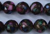 CGO19 15.5 inches 20mm faceted round gold multi-color stone beads