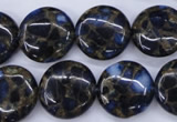 CGO203 15.5 inches 18mm flat round gold blue color stone beads