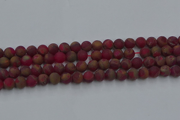 CGO253 15.5 inches 10mm round matte gold multi-color stone beads
