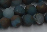 CGO259 15.5 inches 12mm round matte gold multi-color stone beads