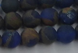 CGO263 15.5 inches 10mm round matte gold multi-color stone beads