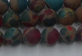 CGO267 15.5 inches 8mm round matte gold multi-color stone beads
