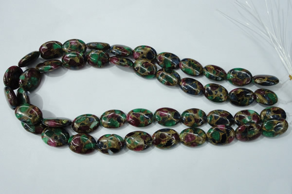 CGO38 15.5 inches 10*14mm oval gold multi-color stone beads